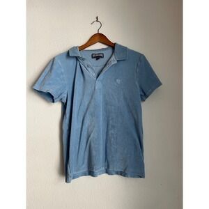 Vilebrequin Terry Cloth Polo Shirt Women's Small‎ Blue Short Sleeve